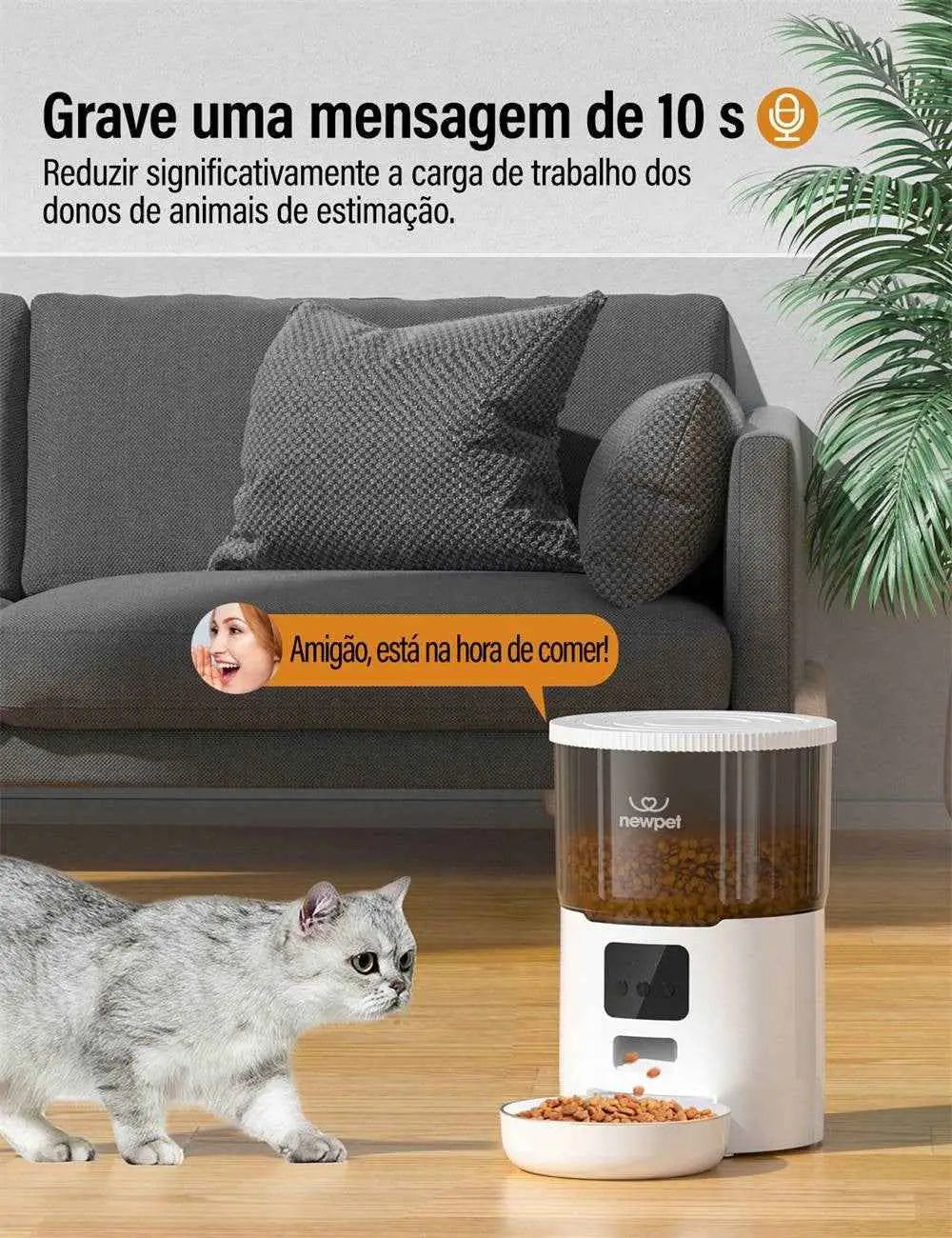 Alimentador Automático Inteligente para Gatos 4L com Controle de Porções | Caprioli Inter Comedouro branco