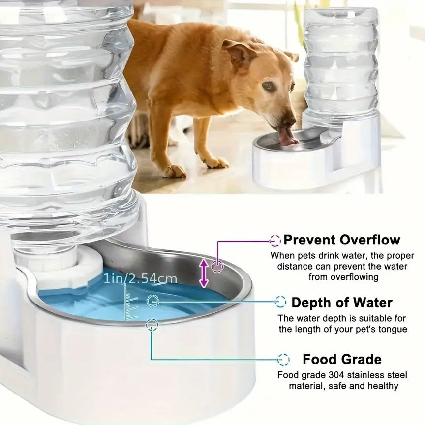 Bebedouro água automático 4L em aço inoxidável para cães Caprioli Inter bebedouro cachorro Branco
