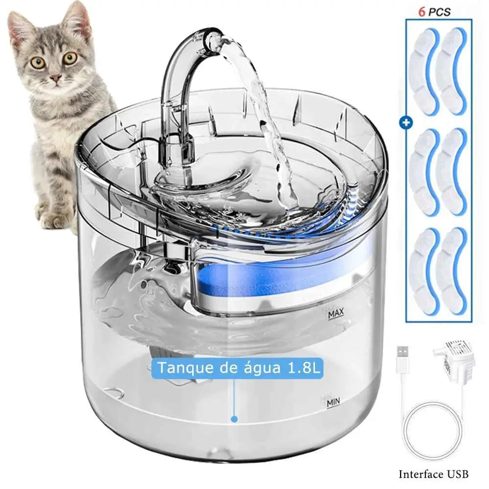 Bebedouro Automático 1,8L com 6 Filtros para Pets | Caprioli Inter bebedouro gato