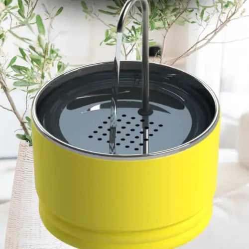 Bebedouro fonte Inox para Pets 1.8L Hidratação Premium | Caprioli Shop bebedouro gato Amarelo