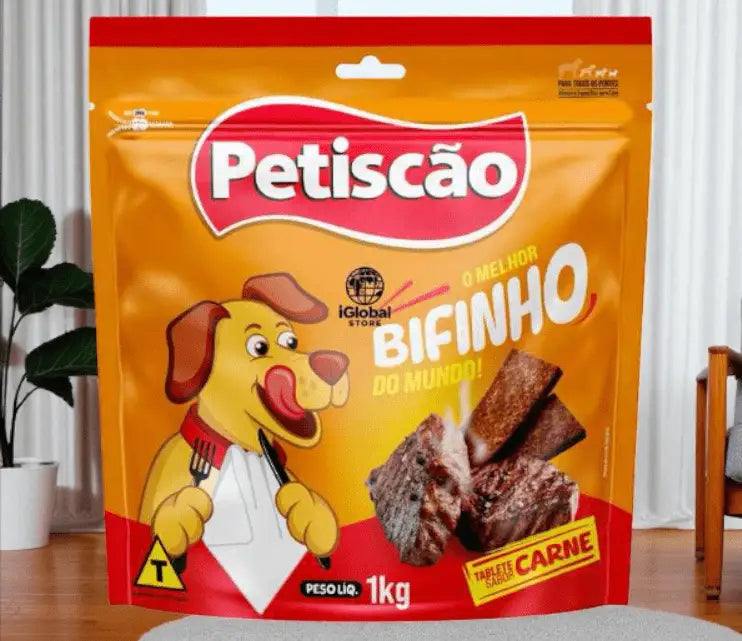 Bifinho Mastigável de Carne 1kg Sabor Irresistível | Caprioli Inter petisco para cachorro