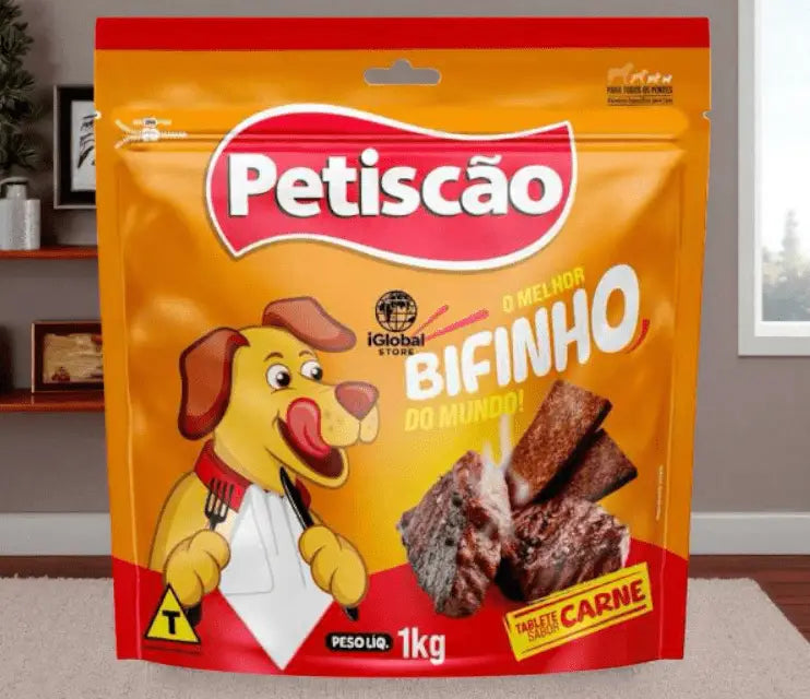 Bifinho Mastigável de Carne 1kg Sabor Irresistível | Caprioli Inter petisco para cachorro