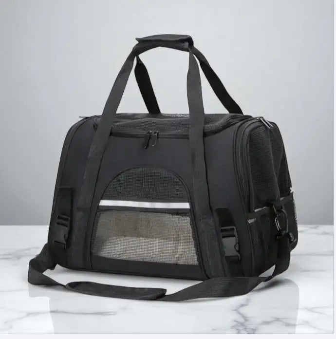 Bolsa de Transporte para Gatos Dobrável Ventilação Conforto e Segurança | Caprioli Inter Preto