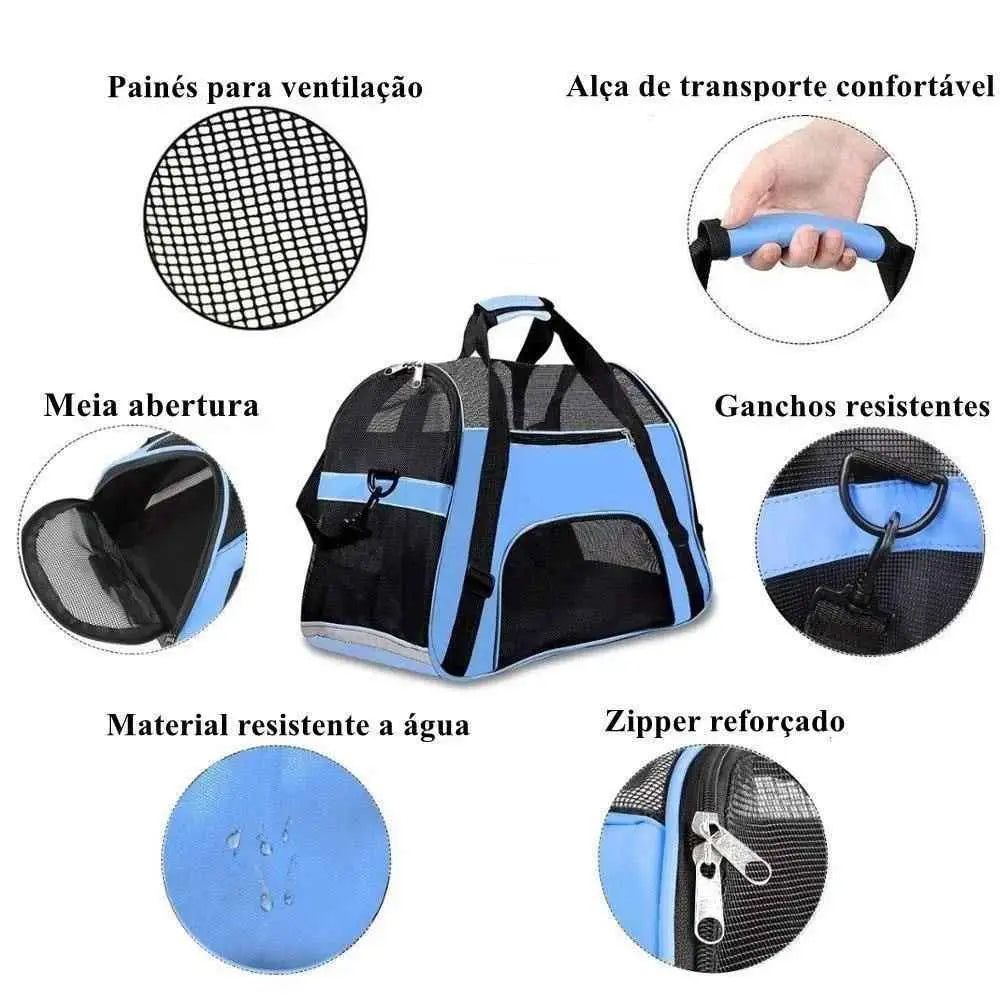 Bolsa Transporte para Gatos Pequeno Porte – Viagem Passeio e Avião Conforto Segurança Caprili Shop transporte gatos