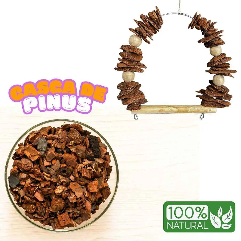 Brinquedo Balanço para Calopsita e Periquito Casca de Pinus Natural | Caprioli Shop brinquedo acessórios pássaros
