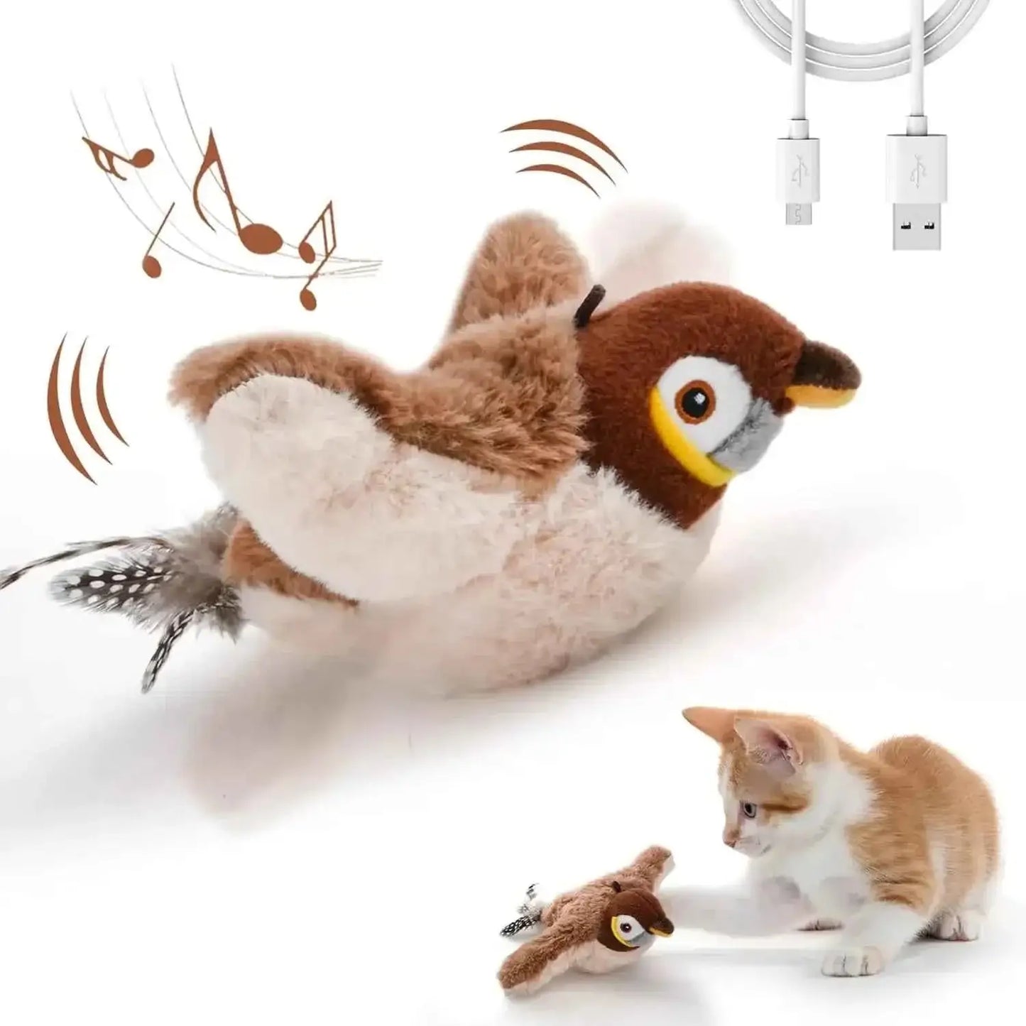 Brinquedo Interativo Elétrico para Gatos com Catnip | Caprioli Inter brinquedos gatos Flapping Bird