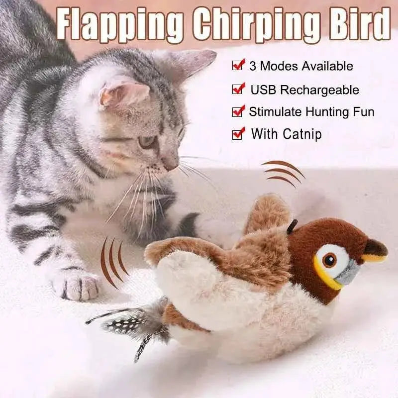 Brinquedo Interativo Elétrico para Gatos com Catnip | Caprioli Inter brinquedos gatos Flapping Bird