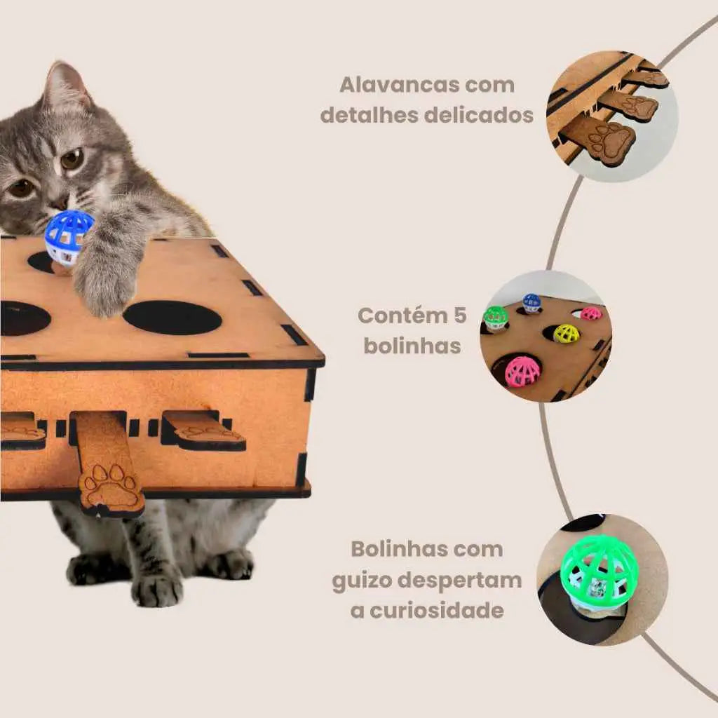 Brinquedo Interativo para Gatos Piano MDF Diversão Premium | Caprioli Shop brinquedos gatos