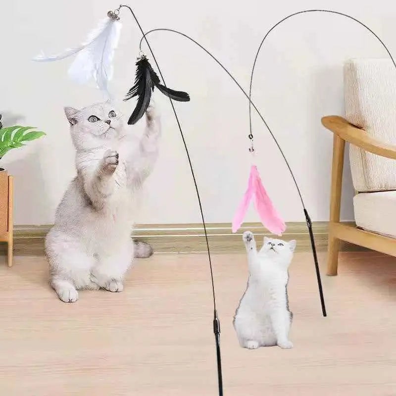 Brinquedo Interativo para Gatos Varinha com Pena e Pino em Ferro Caprili Shop