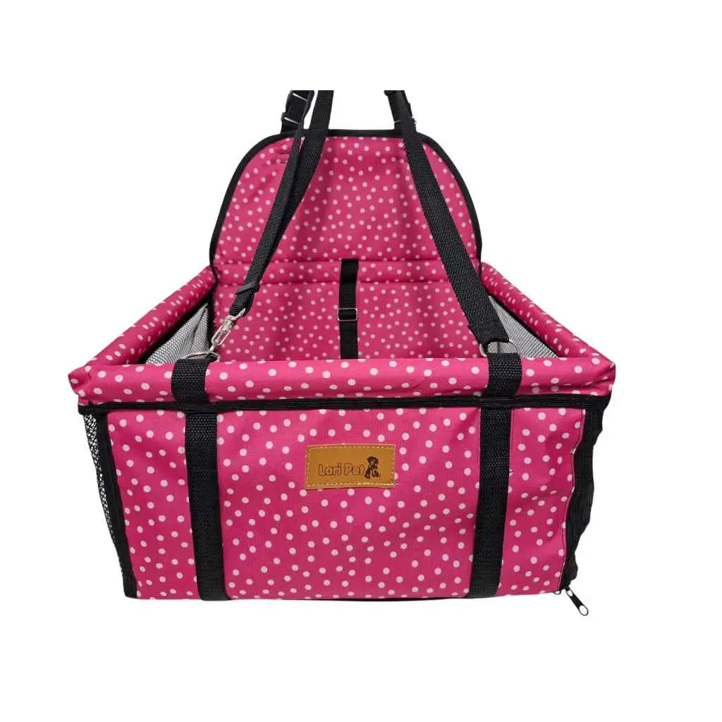 Cadeirinha Pet de Carro Conforto e Segurança | Caprioli Shop bolsa transporte ROSA ESTAMPADA