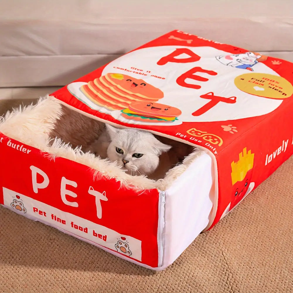 Cama de gato retangular - Conforto aconchegante para felinos | Caprili Inter - brinquedos gatos - Caixa panqueca