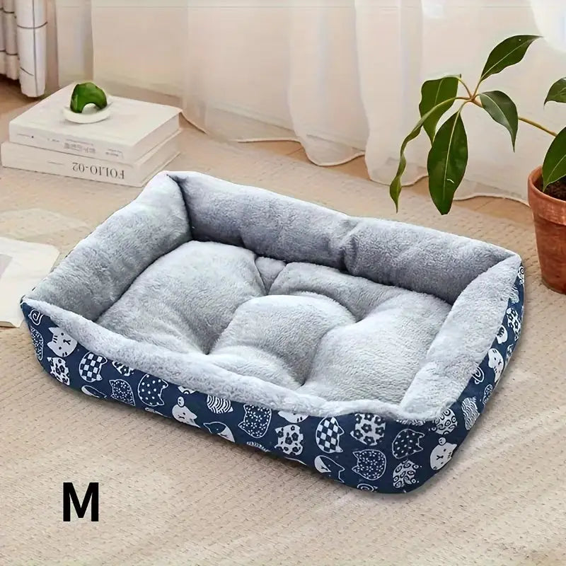 Cama para Gatos e Cães Pequenos Xadrez Cinza em Poliéster Quente | Caprioli Inter - Caminha casinha Cachorro