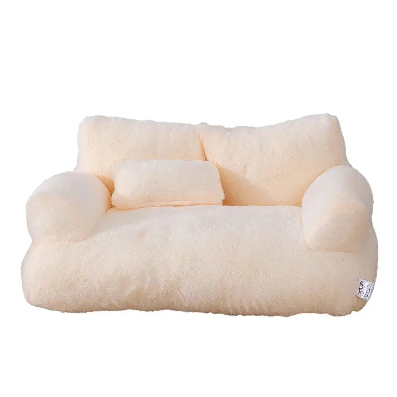 Cama sofá pet removível antiderrapante em coral | Caprioli Inter Acessórios para Pets Bege claro / M 55x38x18cm