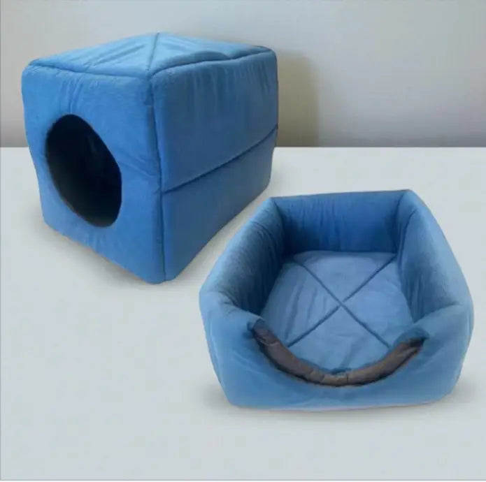 Caminha Pet Toca Iglu 2 em 1 Premium Cães | Caprioli Shop - Acessórios para Pets - SUEDE TOCA AZUL / P 30X38