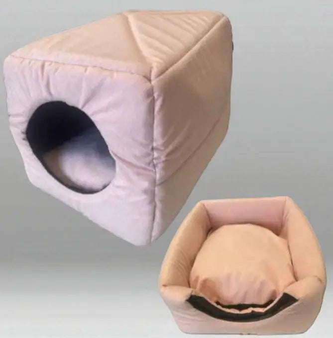 Caminha Pet Toca Iglu 2 em 1 Premium Cães | Caprioli Shop - Acessórios para Pets - SUEDE TOCA ROSA / P 30X38