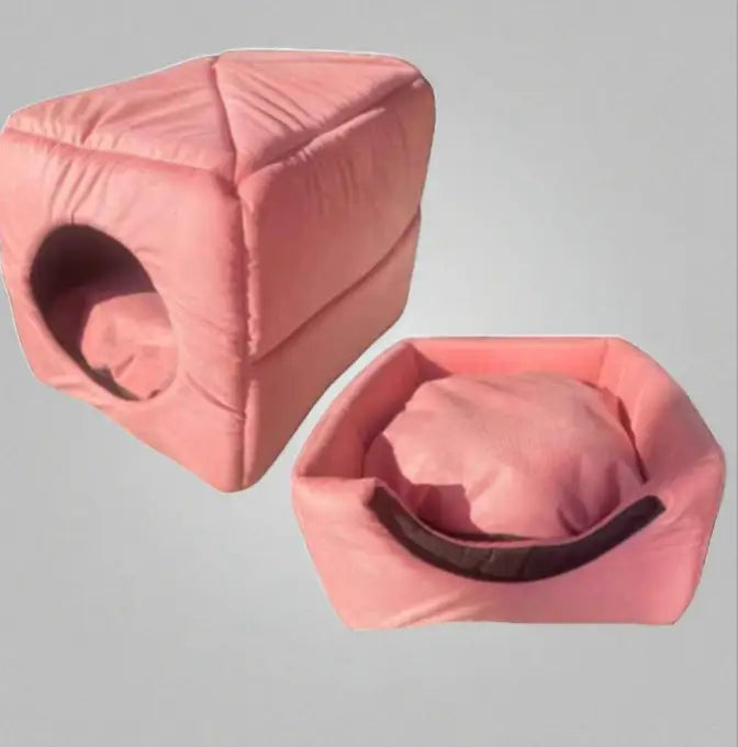 Caminha Pet Toca Iglu 2 em 1 Premium Cães | Caprioli Shop - Acessórios para Pets - SUEDE TOCA ROSE / P 30X38