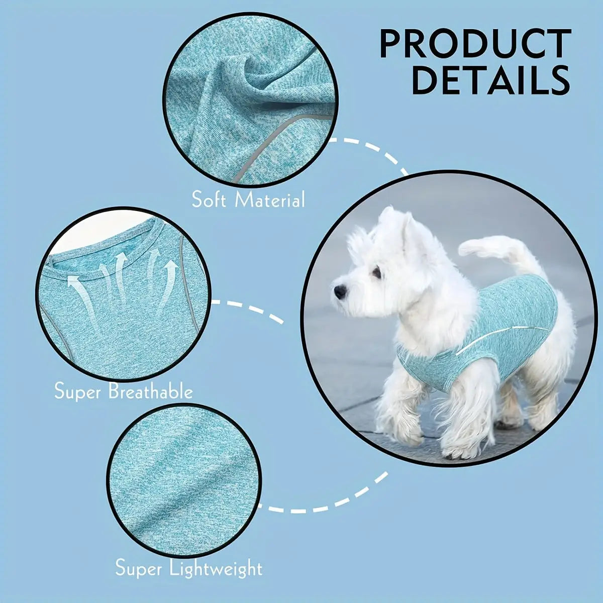 Camisetas de Proteção Solar para Cachorros Refletivas Secagem Rápida | Caprioli Inter Acessórios Pets