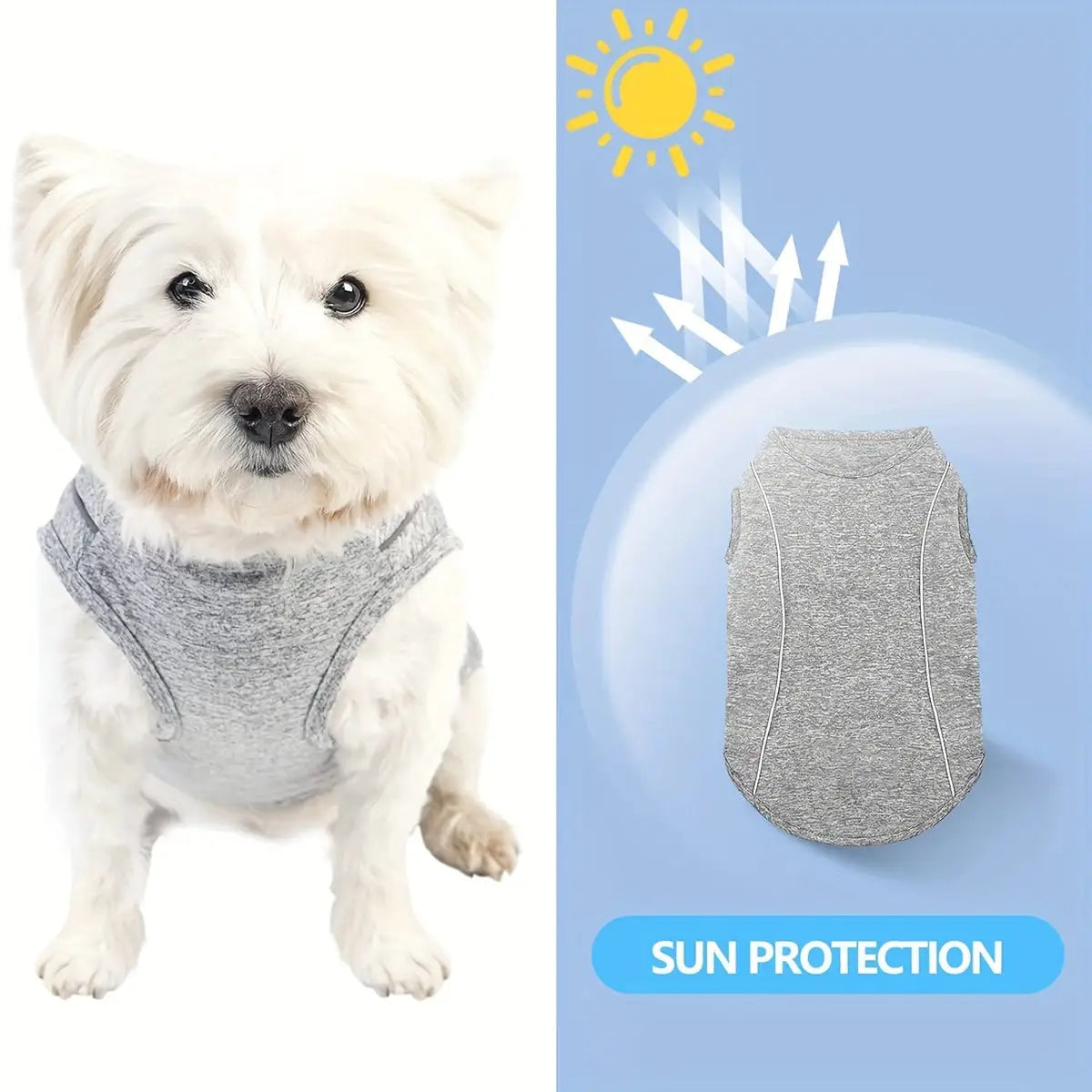 Camisetas de Proteção Solar para Cachorros Refletivas Secagem Rápida | Caprioli Inter Acessórios Pets