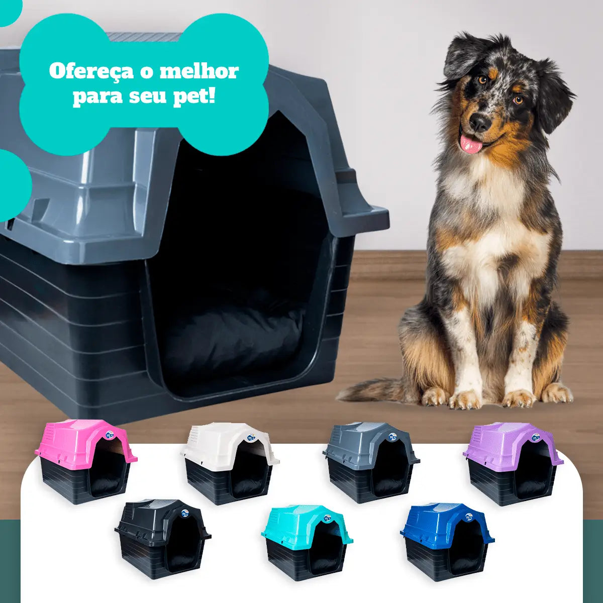 Casinha Para Cachorro N5 Azul + COLCHONETE Caprioli Shop Casa para cachorro