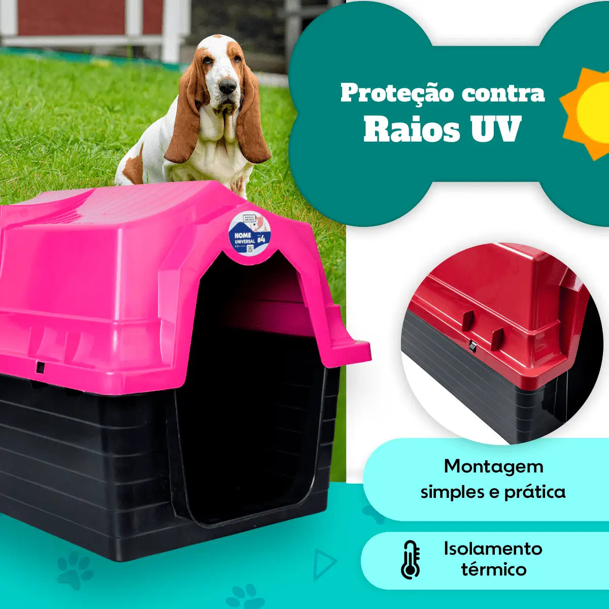 Casinha para Cães N4 Cinza com Proteção UV | Conforto e Segurança Caprioli Shop Casa cachorro