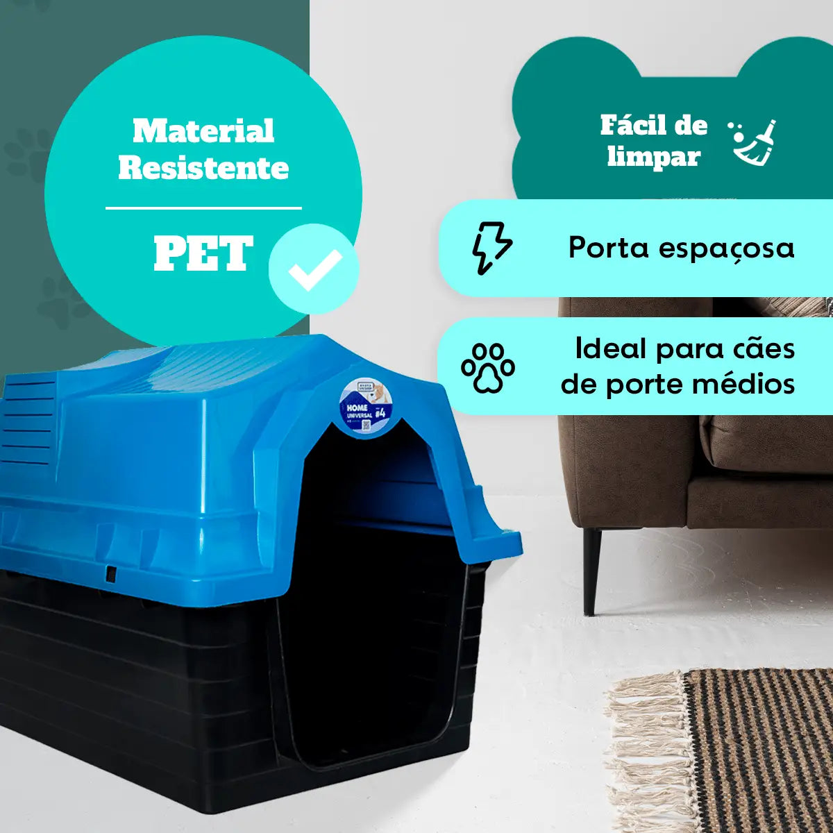 Casinha para Cães N4 Cinza com Proteção UV | Conforto e Segurança Caprioli Shop Casa cachorro
