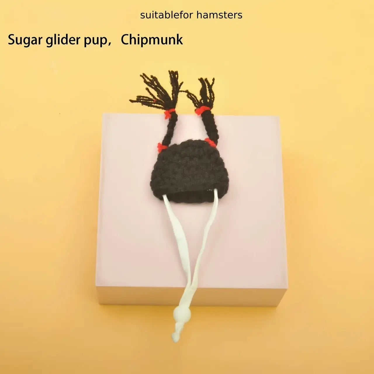 Chapéu de Tricô Mini para Hamster - Material Poliester | Caprili Inter - roupa e acessorio roedores - Rabo Cavalo Duplo