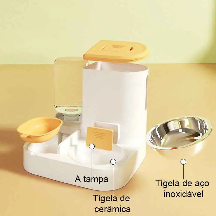Comedouro Automático para Pets - Frescor e Estilo | Caprioli Shop - AMARELO - Comedouro e Bebedouro