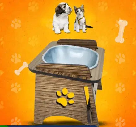 Comedouro Elevado Ergonômico para Pets - Conforto e Estilo | Caprioli Shop - Tabaco - COMEDOURO E BEBEDOURO