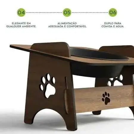 Comedouro Elevado para Pets em MDF Design Elegante e Conforto Premium | Caprioli Shop Bebedouro