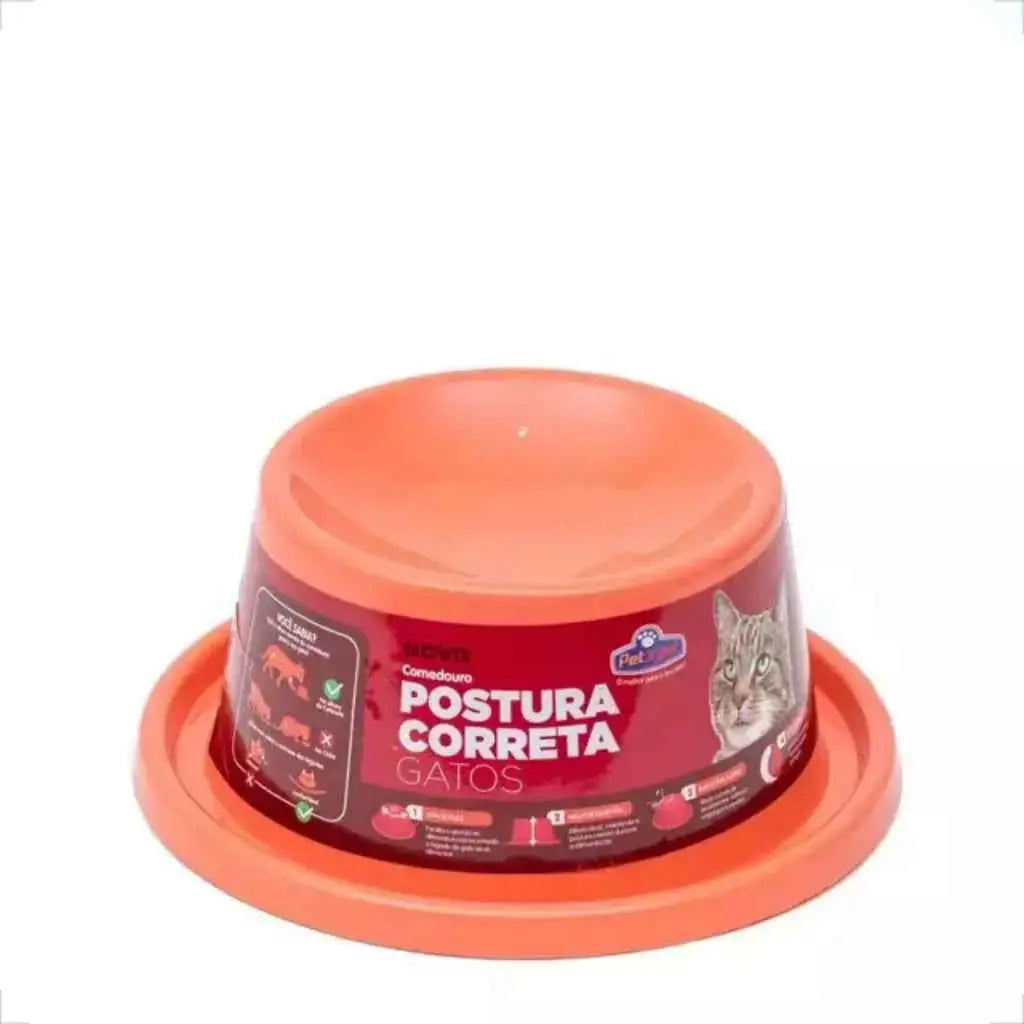 Comedouro Pet Ergonomico para Gatos - Postura Ideal | Caprioli Shop - Coral - COMEDOURO E BEBEDOURO