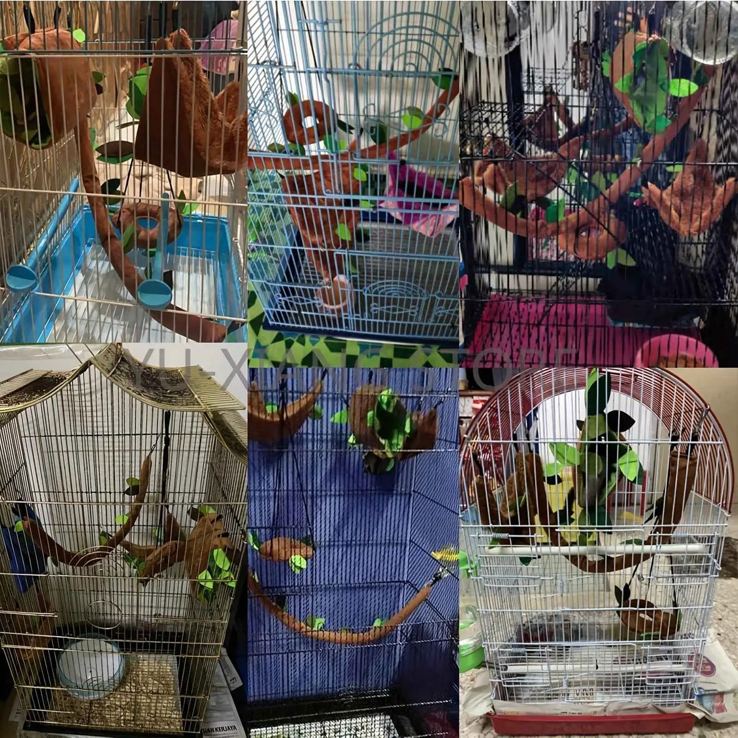 Conjunto Acessórios Gaiola Suspensão Madeira Folha + Rede Segura Pet | Caprioli Inter Brinquedo para roedores de 5