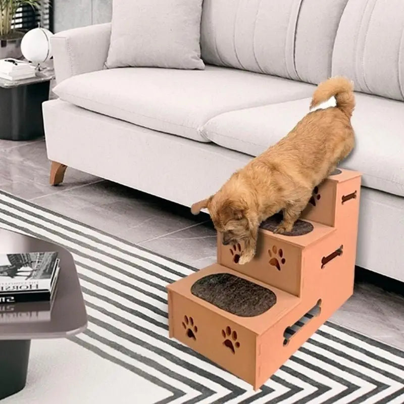 Escadinha Pet 3 Degraus Antiderrapante em MDF Conforto e Segurança | Caprioli Shop escada para cachorro