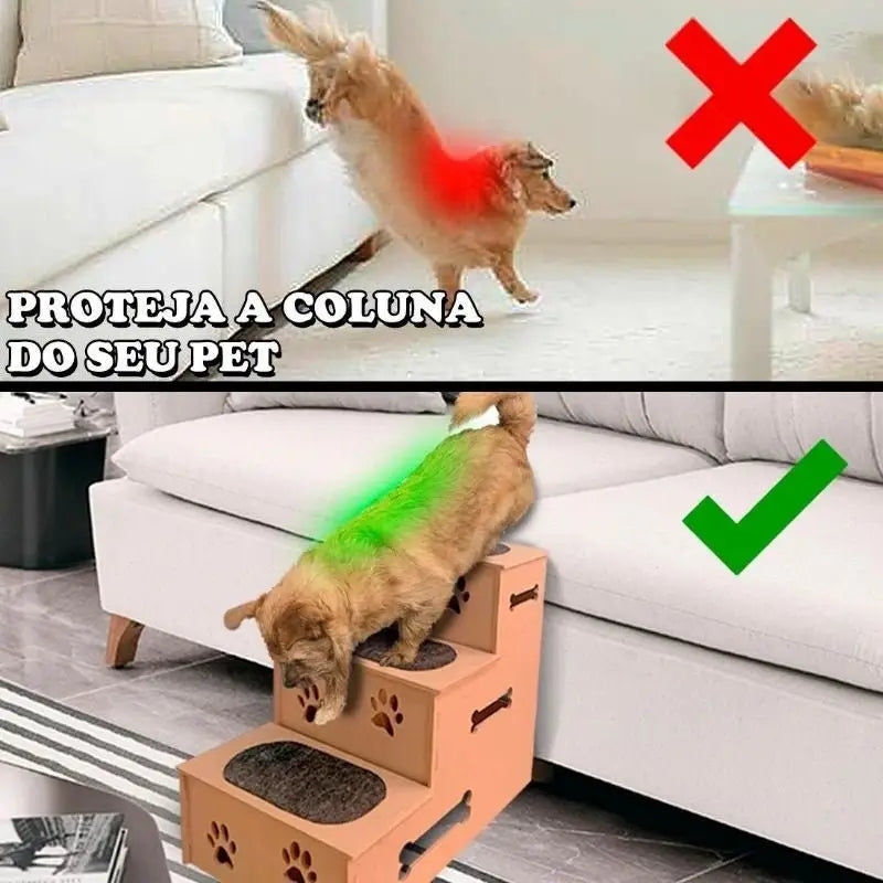 Escadinha Pet 3 Degraus Antiderrapante em MDF Conforto e Segurança | Caprioli Shop escada para cachorro