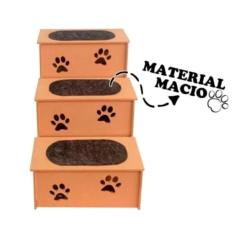 Escadinha Pet 3 Degraus Antiderrapante em MDF Conforto e Segurança | Caprioli Shop escada para cachorro