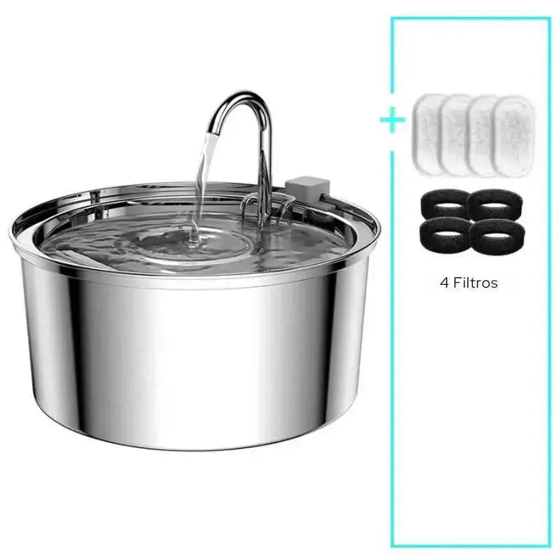 Fonte de Água Inteligente em Aço Inox para Gatos | Caprioli Inter Bebedouro Bebedouro + 4 Filtros