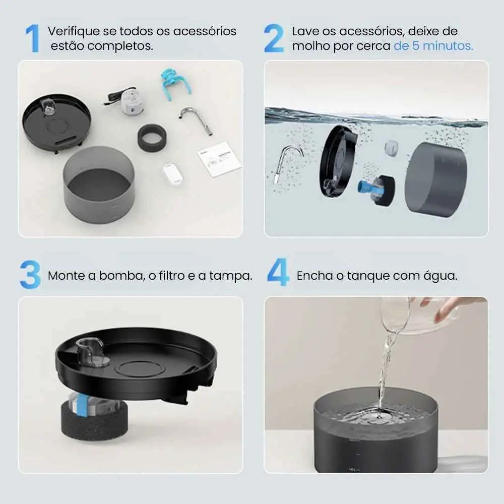 Fonte Bebedouro Elétrica Luxuosa para Gatos 2L com Filtro de Carvão | Caprioli Inter Preto