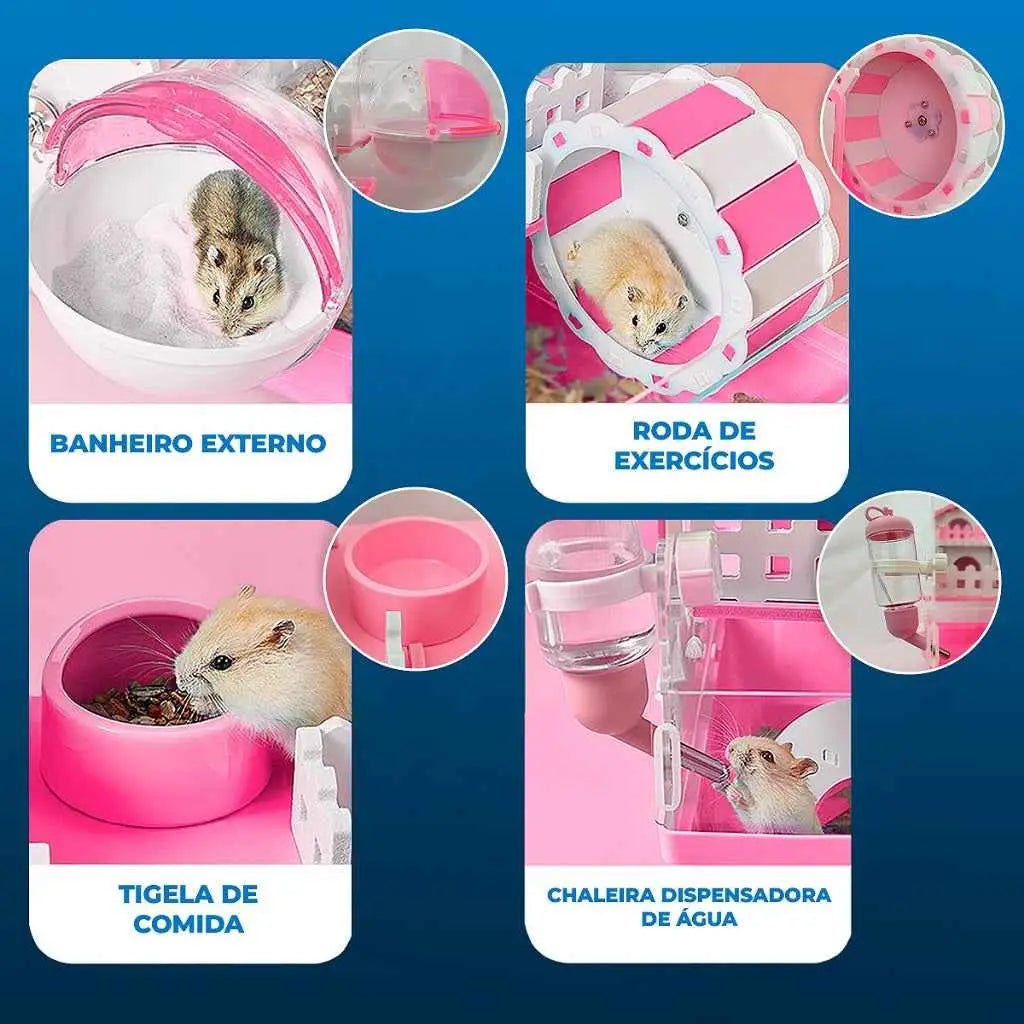 Gaiola Casinha Acrílico Premium 33x25x28cm Moderna Completa Hamster | Caprioli Shop