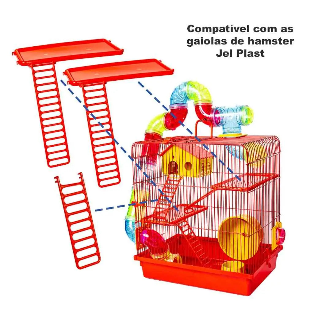 Gaiola Hamster Luxo 3 Andares Tubos Labirinto Casa Grande Fácil Limpeza | Caprioli Shop - VERMELHO - Gaiola para hamster