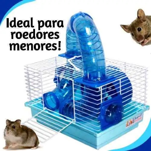 Gaiola Hamster Luxo Tubos Acrílico Fácil Limpeza Diversão Azul Roedores | Caprioli Shop