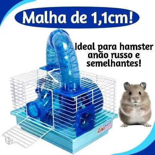 Gaiola Hamster Luxo Tubos Acrílico Fácil Limpeza Diversão Azul Roedores | Caprioli Shop