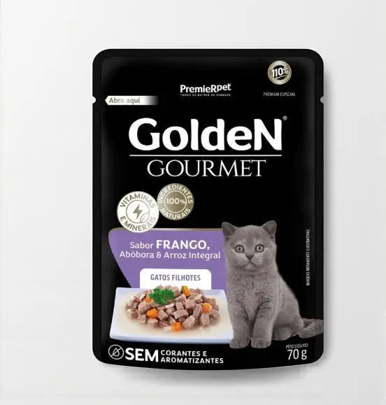 Kit 20 Sachês Golden Gourmet Gatos - Nutrição Completa | Caprili Shop - petiscos para gatos - Filhotes Frango