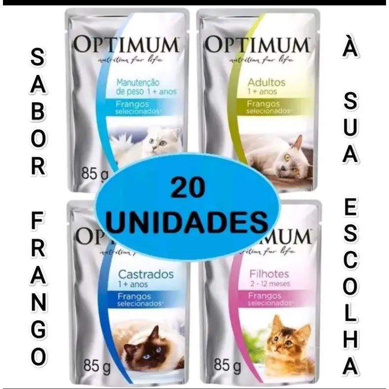 Kit 20 Sachês 40 g Optimum Gato - Saúde Urinária | Caprili Shop - petiscos para gatos