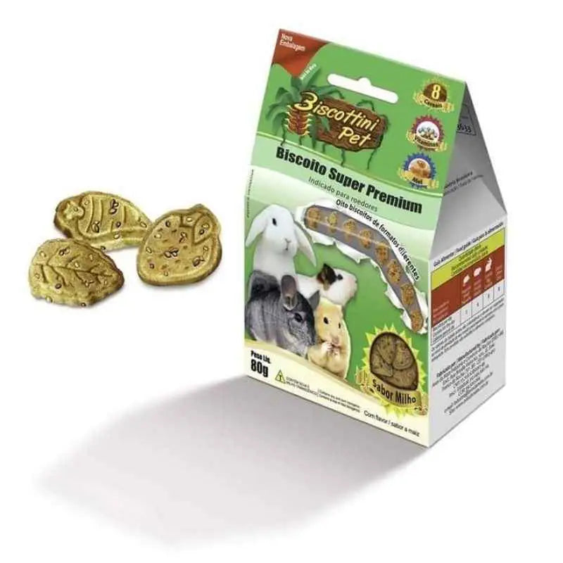 Kit 8 Biscoitos Roedores Biscottini 80g Sabor Variado + Nutrição | Caprioli Shop - Petiscos para Roedores