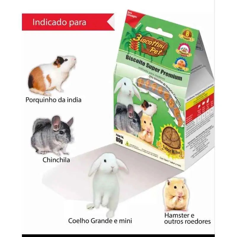 Kit 8 Biscoitos Roedores Biscottini 80g Sabor Variado + Nutrição | Caprioli Shop - Petiscos para Roedores