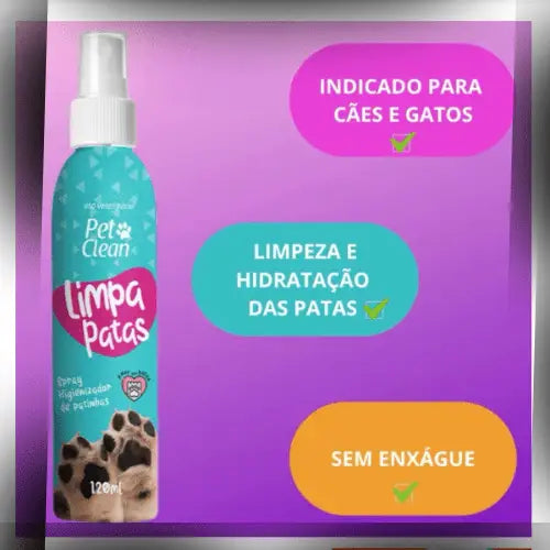 Limpa Patas Spray Higiênizador 120ml Praticidade e Segurança | Caprioli Shop higiene limpeza para cachorro