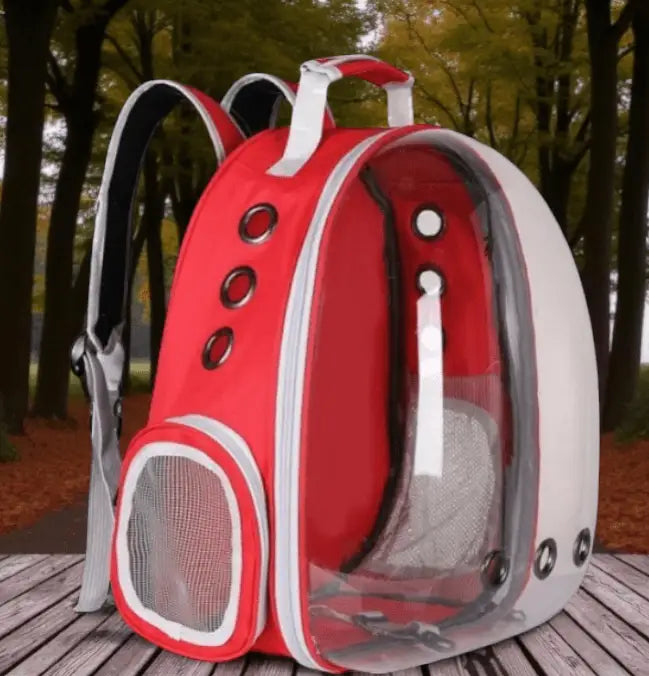 Mochila Transporte Gato Visão Panorâmica Cores | Caprioli Shop - VERMELHO