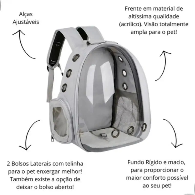 Mochila Transporte Gato Visão Panorâmica Cores | Caprioli Shop