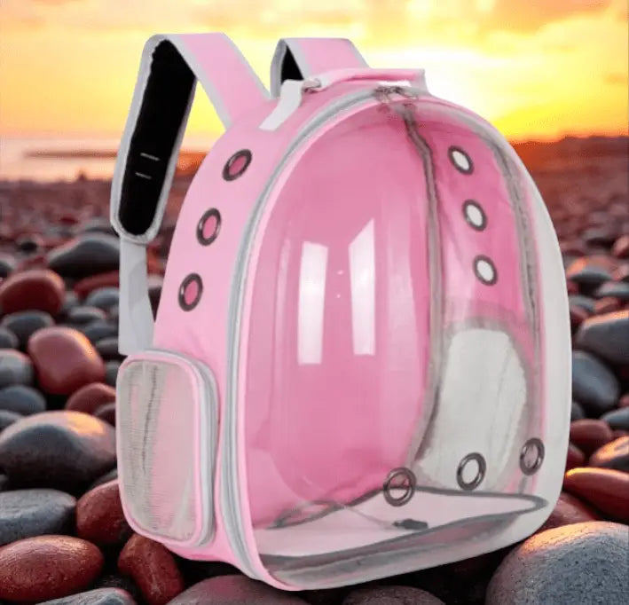 Mochila Transporte Gato Visão Panorâmica Cores | Caprioli Shop - ROSA