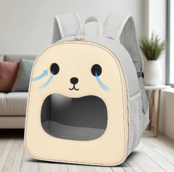 Mochila Transporte para Gato Vista Panorâmica - Conforto e Estilo | Caprioli Shop - Bege - transporte para gatos