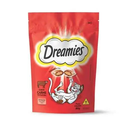 Petisco Dreamies Carne para Gatos Adultos 80g Sabor Premium | Caprioli Shop petisco gatos